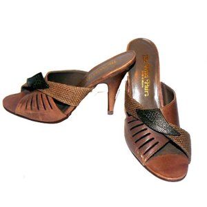 Brown Slingback Shoes 3 inch Heels 6.5